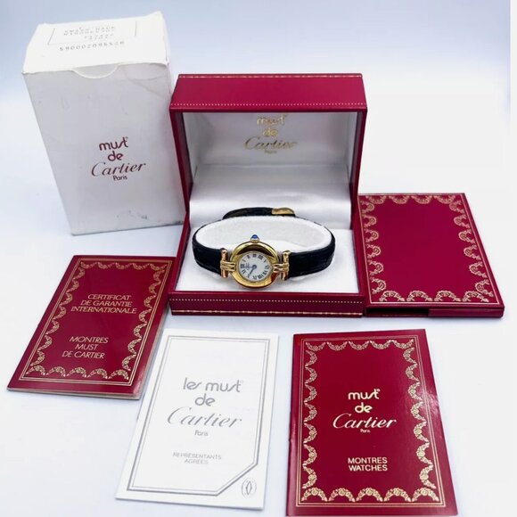 Ladies Vintage Must De Cartier Vermeil Watch With Full Box Set - Picture 2 of 5